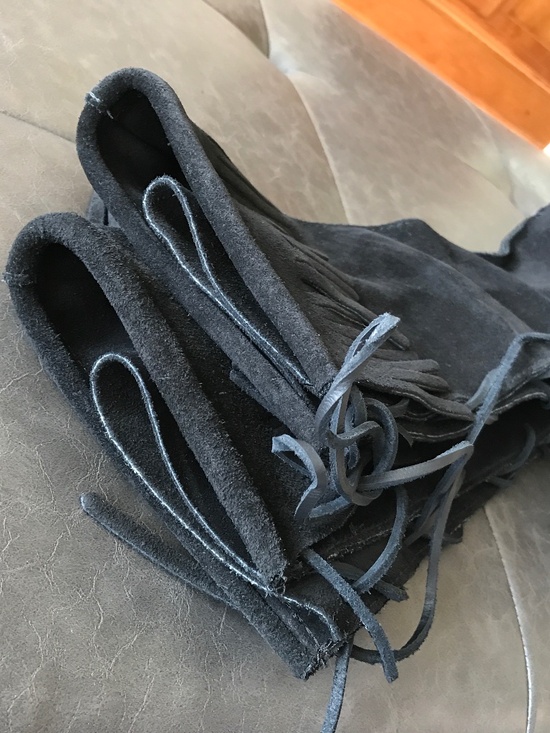 FESTIVAL ? COWBOY CORE 1929 FRINGE KNEE HIGH BLACK SUEDE BOOTS main image 4